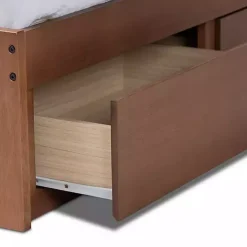 Walnut Wooden 3-Drawer Platform Bed