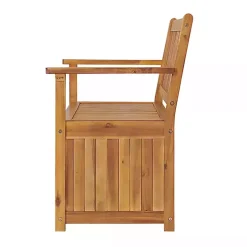 Warm Acacia Wood Slatted Outdoor Storage Bench
