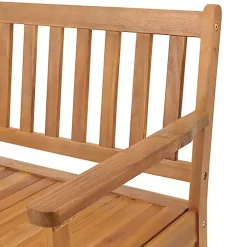 Warm Acacia Wood Slatted Outdoor Storage Bench