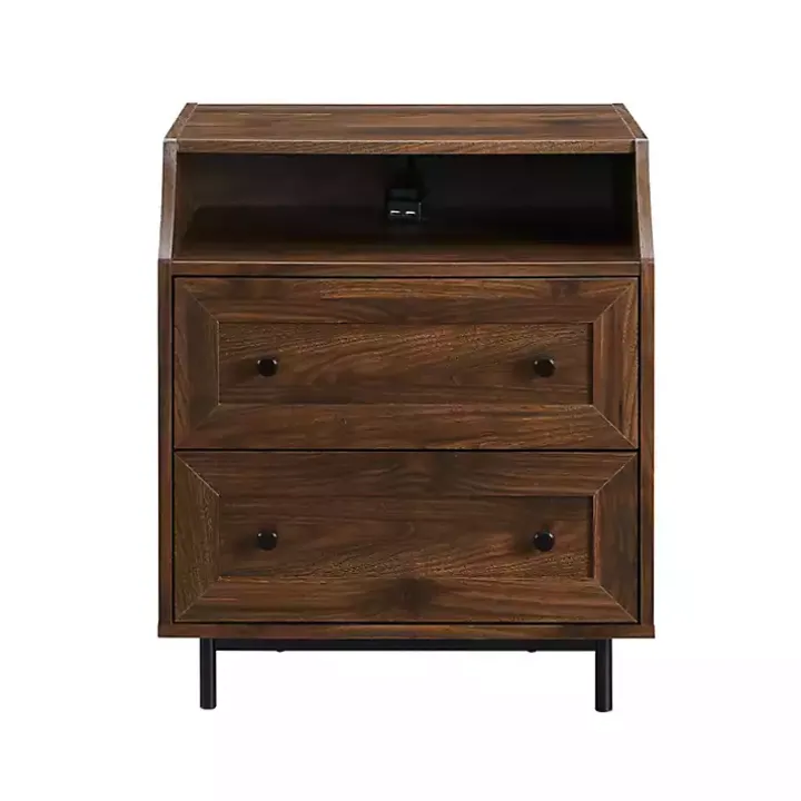 Warm Brown Curved Top Nightstand Table