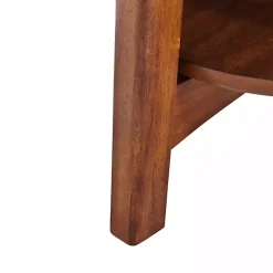 Warm Chestnut Wood Round Accent Table