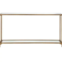 Warm Golden Mirrored Top Console Table