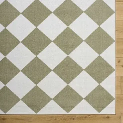 Warm Gray Checkered Area Rug, 5x7