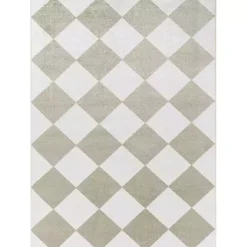 Warm Gray Checkered Area Rug, 6x9