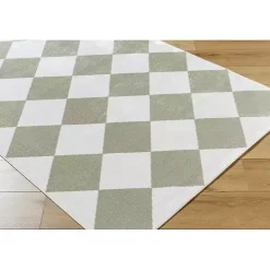 Warm Gray Checkered Area Rug, 6x9
