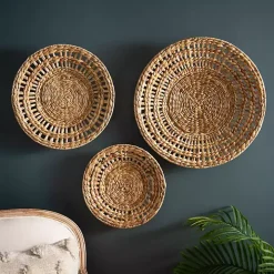 Water Hyacinth Basket Wall Plaques, Set of 3