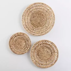 Water Hyacinth Basket Wall Plaques, Set of 3