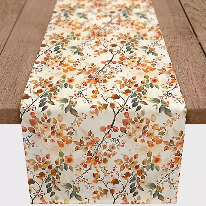 Watercolor Autumn Botanicals Table Runner, 90 in.