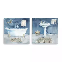 Watercolor Bathroom Canvas Art Prints, Set of 2