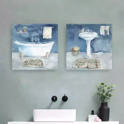 Watercolor Bathroom Canvas Art Prints, Set of 2