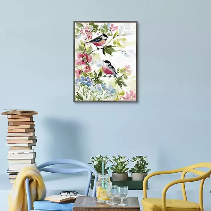Watercolor Birds I Framed Canvas Art Print