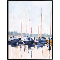 Watercolor Boat Club Framed Canvas Art Print