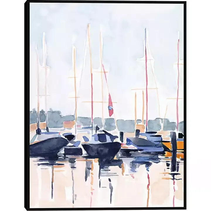 Watercolor Boat Club Framed Canvas Art Print