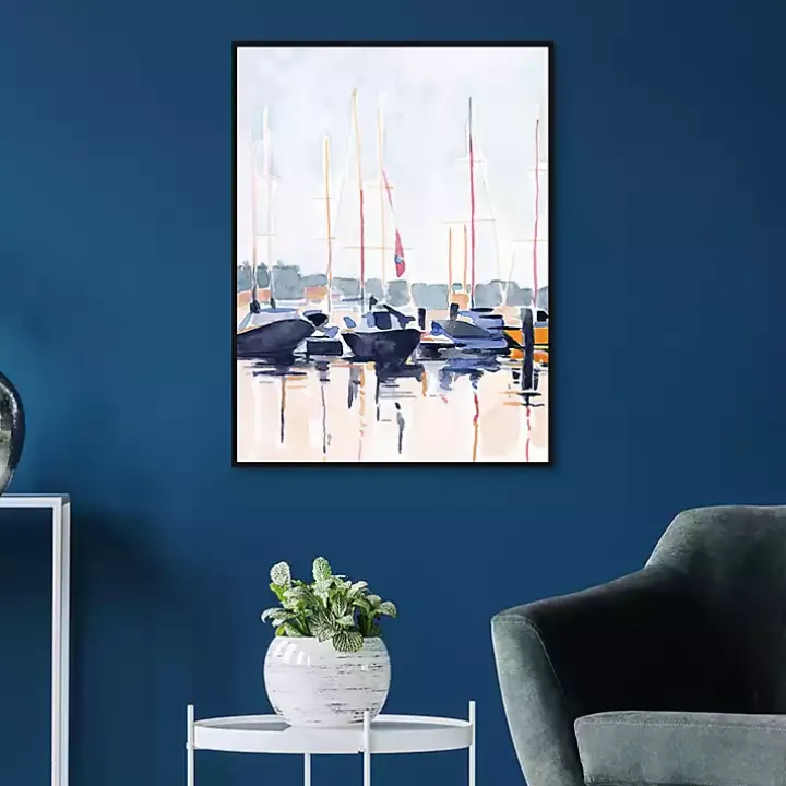 Watercolor Boat Club Framed Canvas Art Print