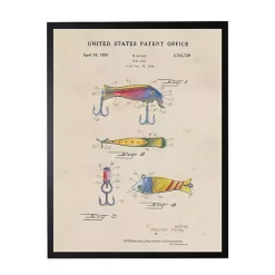 Watercolor Fish and Lure Patent Framed Art Print