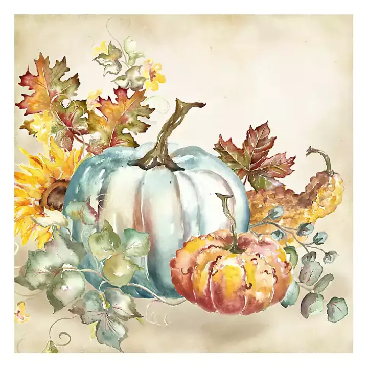 Watercolor Harvest Pumpkins Canvas Art Print