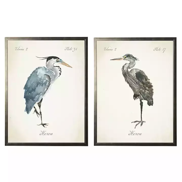 Watercolor Herons Framed Art Prints, Set of 2