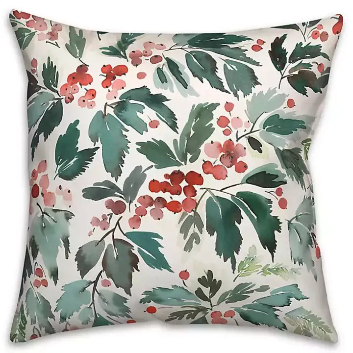 Watercolor Holly Pillow