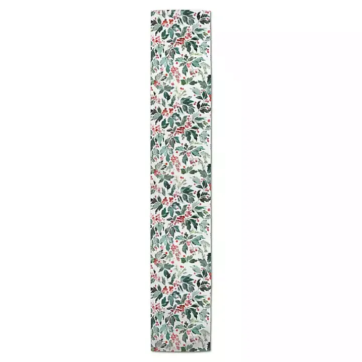 Watercolor Holly Table Runner, 72 in.