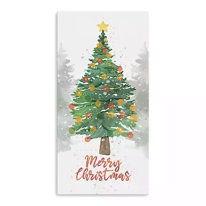 Watercolor Merry Christmas Canvas Print, 10x20 in.