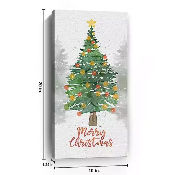 Watercolor Merry Christmas Canvas Print, 10x20 in.