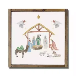 Watercolor Nativity Scene Framed Art Print