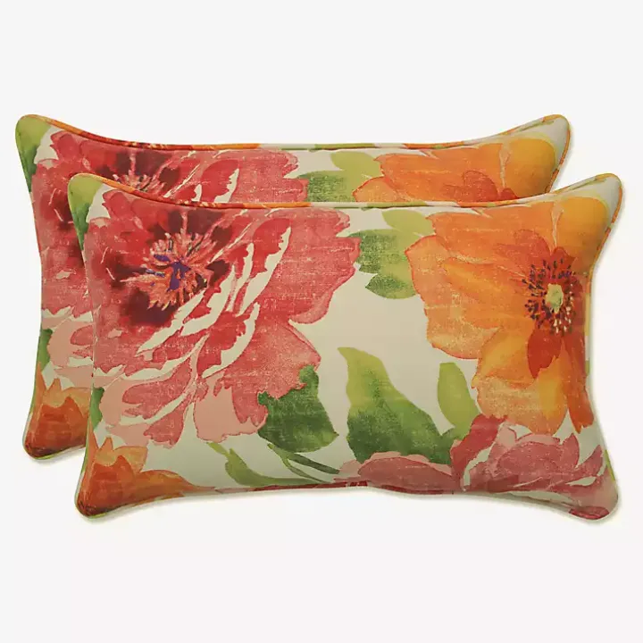 Watercolor Primrose Lumbar Pillows, Set of 2