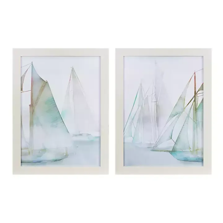 Watercolor Sailboats Framed Art Prints, Set of 2