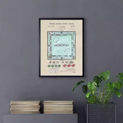Watercolor Vintage Monopoly Framed Art Print