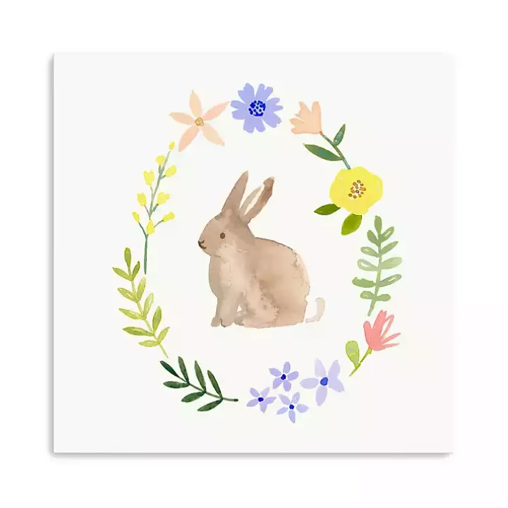 Watercolor Wildflower Bunny Canvas Art Print