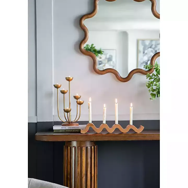 Wavy Wood Taper Candle Runner