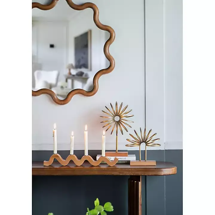 Wavy Wood Taper Candle Runner