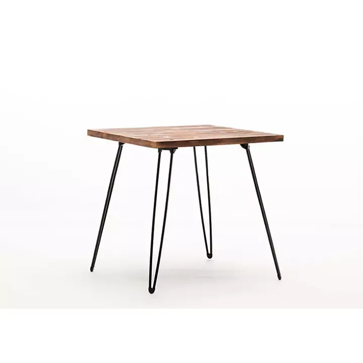 Weather Fir Wood and Hairpin Legs Accent Table