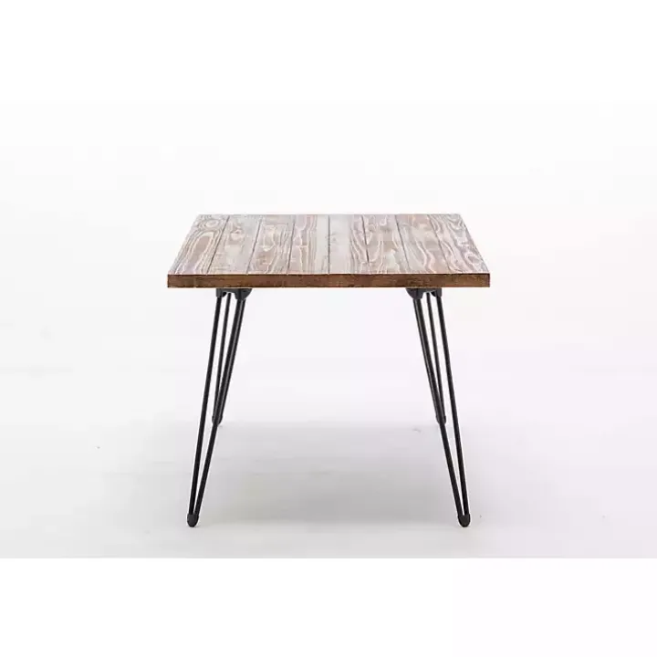 Weather Fir Wood and Hairpin Legs Accent Table