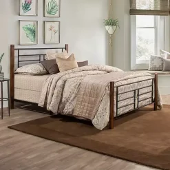 Weathered Brown Farmhouse Queen Bed