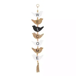 Welcome Bird Shaped Wood Wall Sign