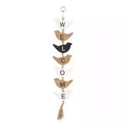 Welcome Bird Shaped Wood Wall Sign