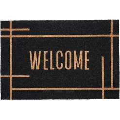 Welcome Black Linear Doormat