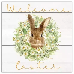 Welcome Easter Bunny Wreath Canvas Art Print