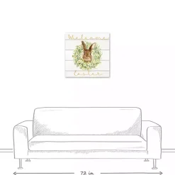 Welcome Easter Bunny Wreath Canvas Art Print