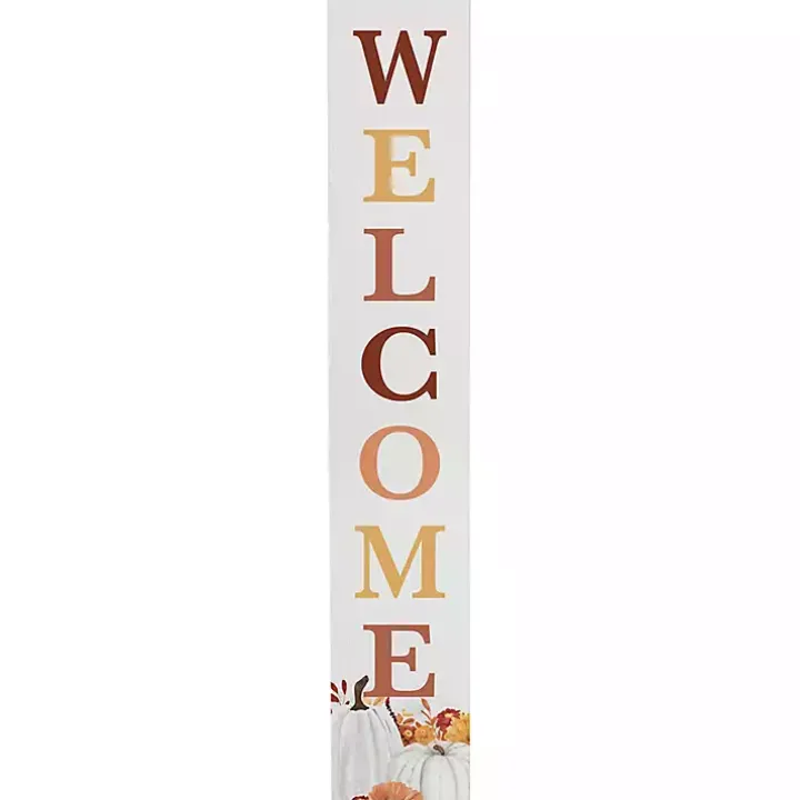 Welcome Floral Pumpkins Fall Porch Board