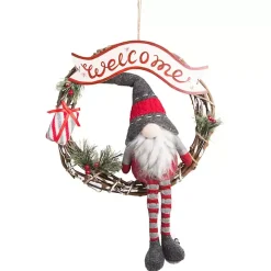 Welcome Gnome Pine Christmas Wreath