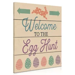 Welcome to the Egg Hunt Wood Wall Plaque
