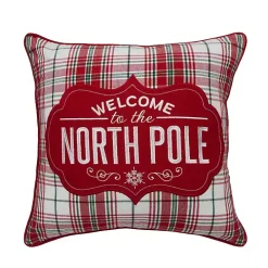 Welcome to the North Pole Plaid Pillow