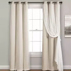 Wheat Curtain Panel Set with Overlay, 95 in.