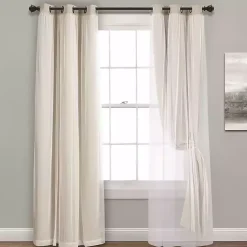 Wheat Curtain Panel Set with Overlay, 120 in.