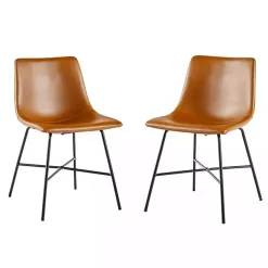 Whiskey Faux Leather Scoop Dining Chairs, Set of 2