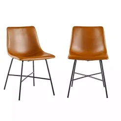 Whiskey Faux Leather Scoop Dining Chairs, Set of 2