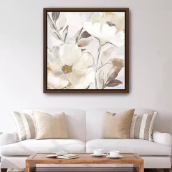 Whisper White Florals Framed Canvas Art Print