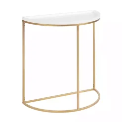 White & Gold Half Moon Dorrah Accent Table